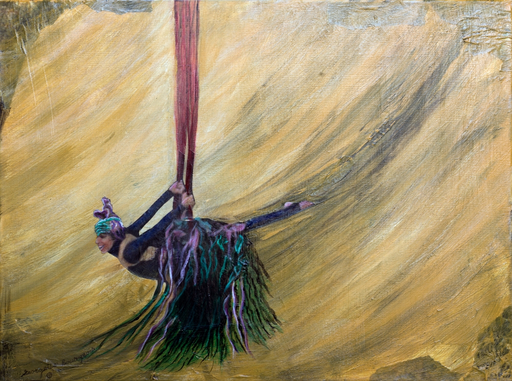 Justy swing Justy swing avec son magnifique costume    24 x 18   collage mixte média sur toile  2017