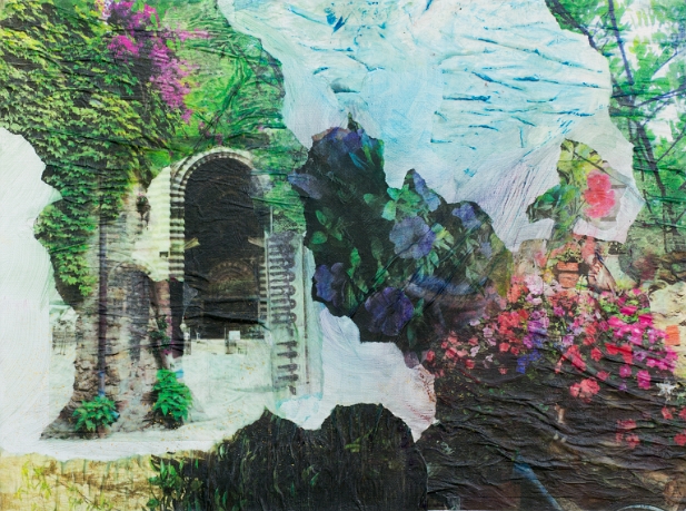 Mes petunias et les fleurs de Menton entourent la cathedrale de Marseille 2019 « Mes pétunias et les fleurs de Menton entourent la cathédrale de Marseille » mixte média 16 pouces x 12