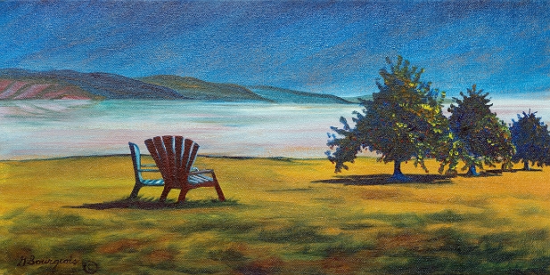Deux chaises à l'automne au Verger Belliveau