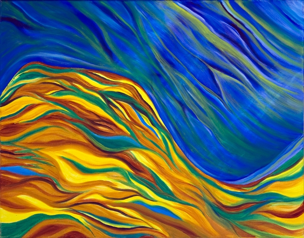 Mouvement turquoise et jaune