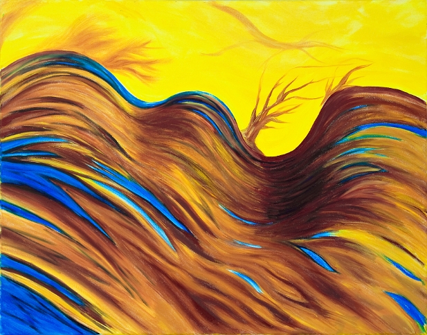 Mouvement jaune, brun et turquoise