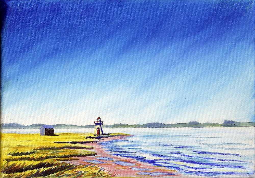 Pays avec plage et marée basse 