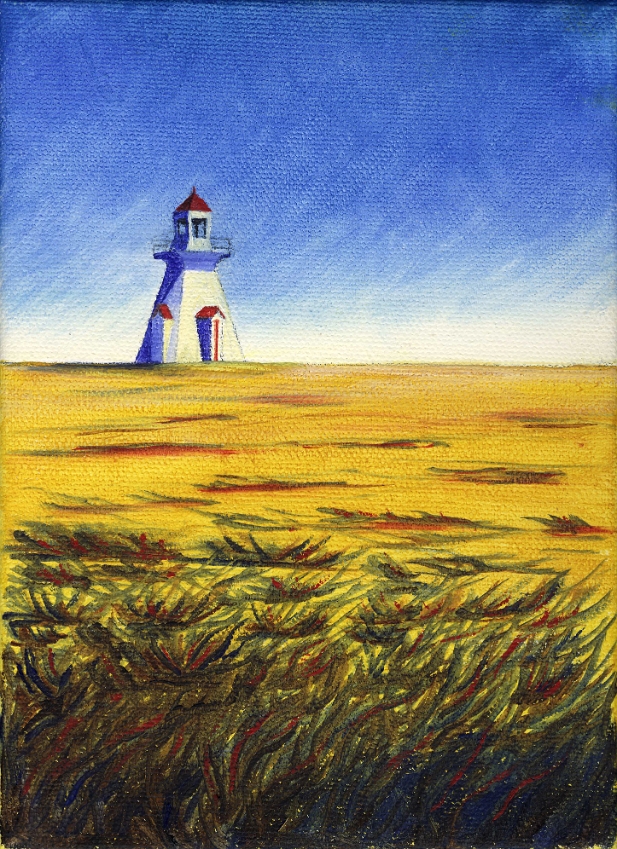 Pays avec phare au loin