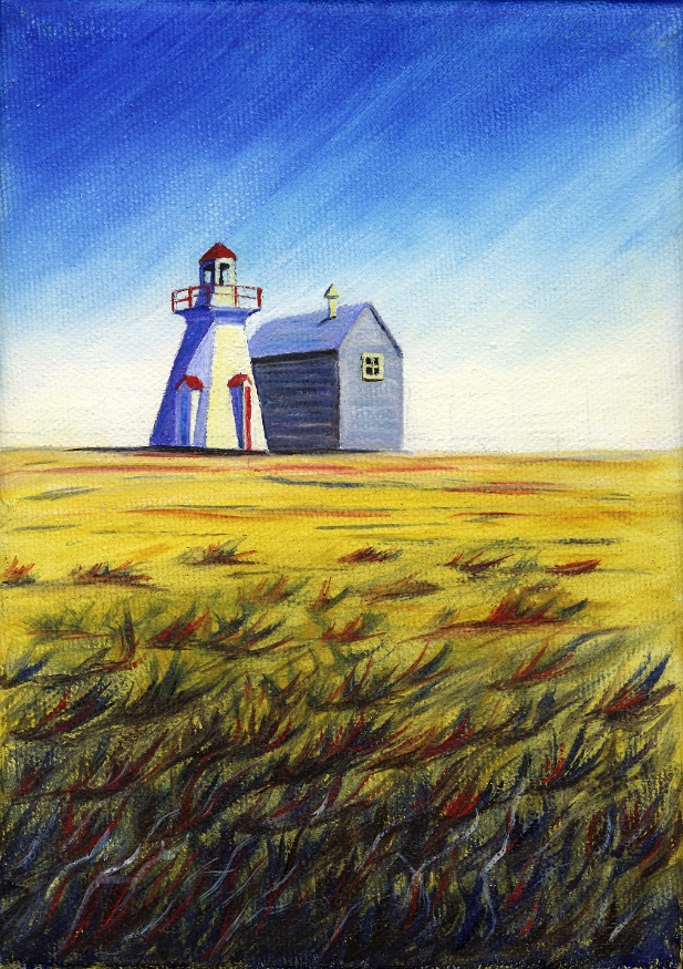 Pays avec phare au loin