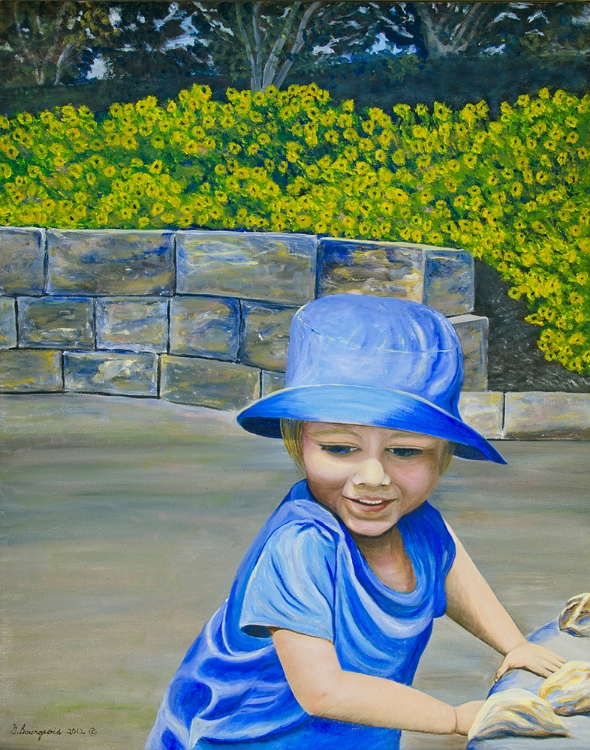 Mathis joue avec des roches  22x28  2012 