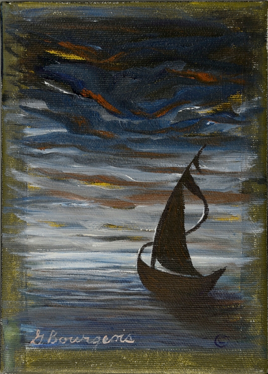 Voilier à Anna dans l'orage 4x6 2013 